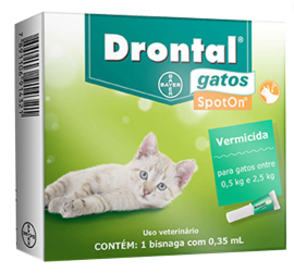 Vermfugo Drontal SpotOn para Gatos de 0,5 Kg a 2,5 Kg - Vermicida - 0,35ml