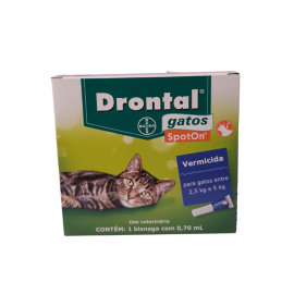 Vermfugo Drontal SpotOn para Gatos de 2,5 Kg a 5 Kg-Vermicida 0,70ml